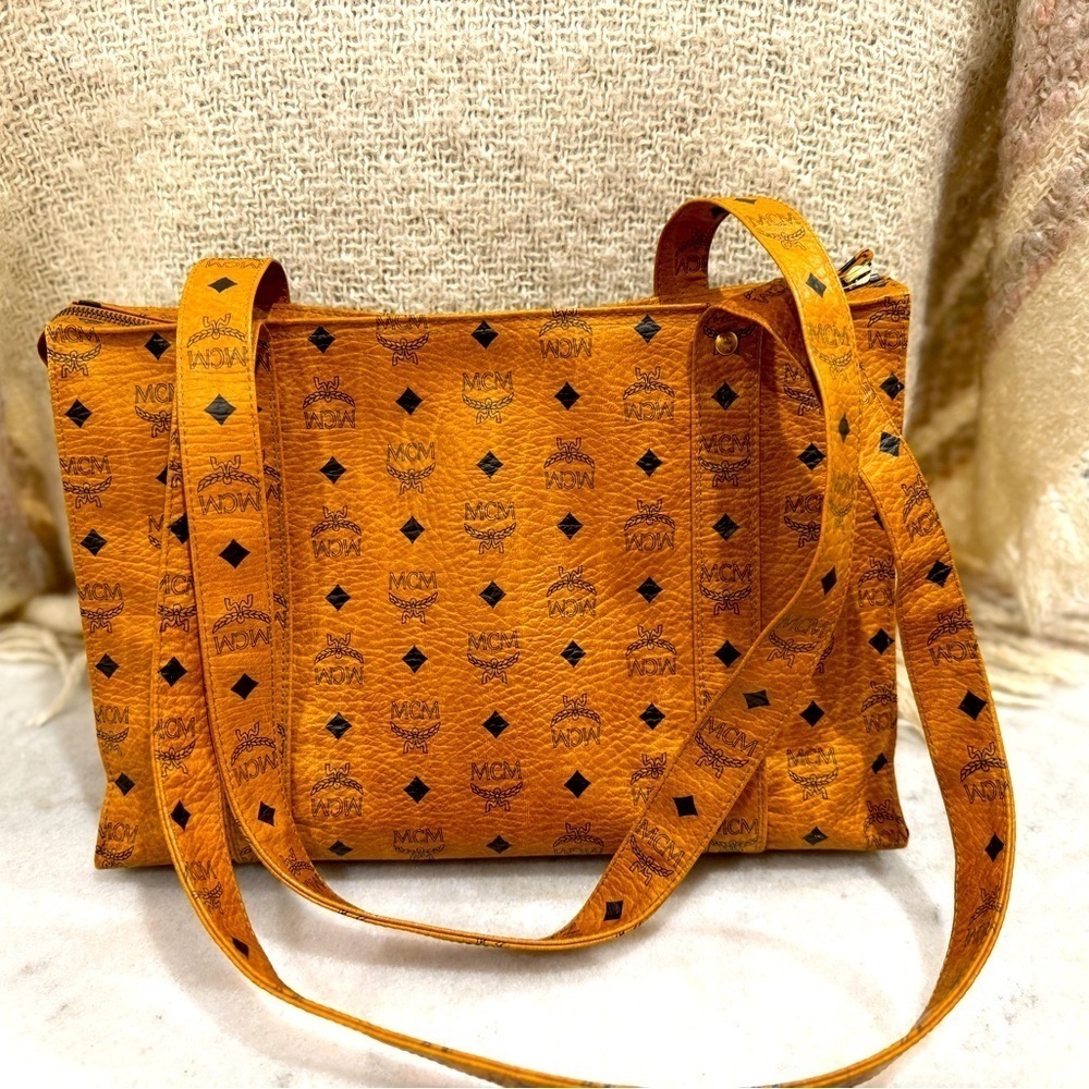 MCM Cognac Monogram Tote - Picture 5 of 11